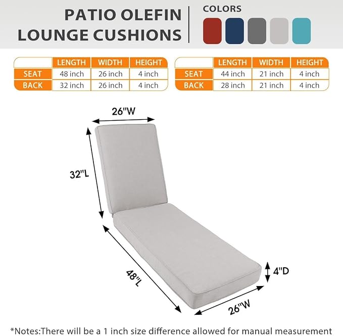 Sundale Outdoor Olefin Chaise Lounge Cushion, Water-Resistant Patio Lounge - Image 4