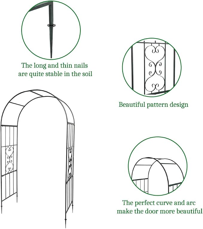 Garden Arbor, 7.3FT Metal Arbor Trellis - Image 6