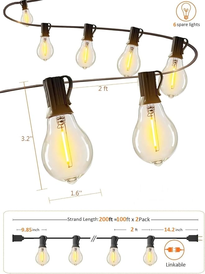 String Lights for Outside 200 FT Outdoor String Lights Waterproof - Image 2