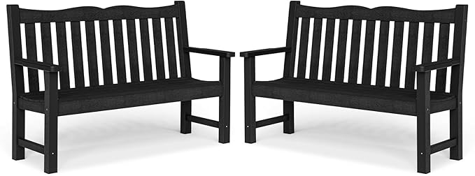 Stoog All-Weather Outdoor Benches Set of 2, Never Fade & Rust-Proof HIPS by Stoog