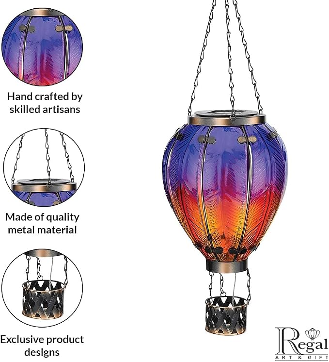 Regal Art & Gift 23.5 Inch Hot Air Balloon Solar Lantern – Hanging - Image 5