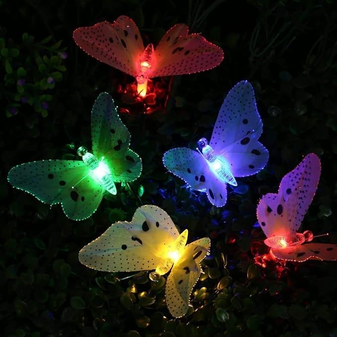 Butterfly Solar String Lights Outdoor, Waterproof 12 LED Solar Fairy Lights - Image 4