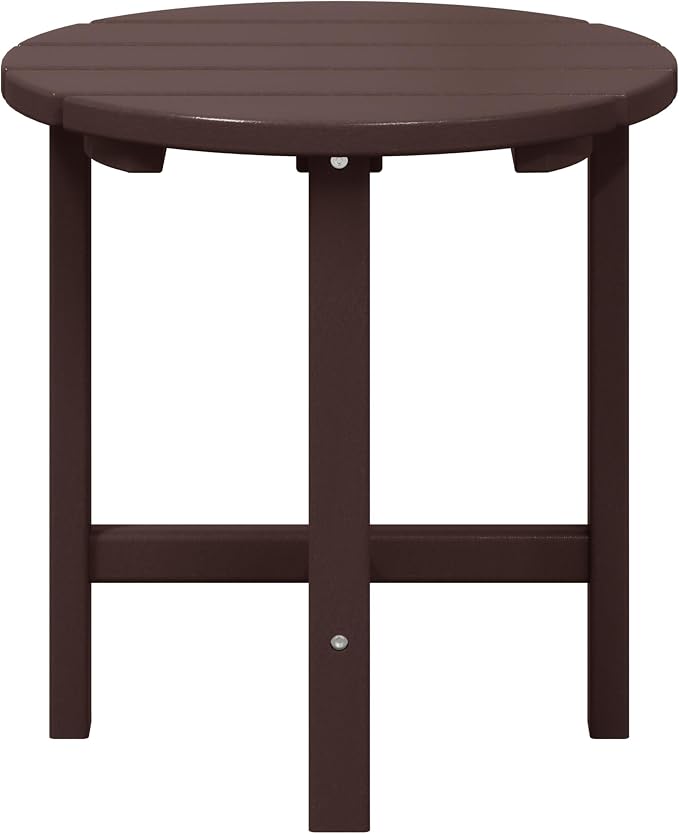 WestinTrends Dylan Adirondack Round Outdoor Side Table, Dark Brown by WestinTrends