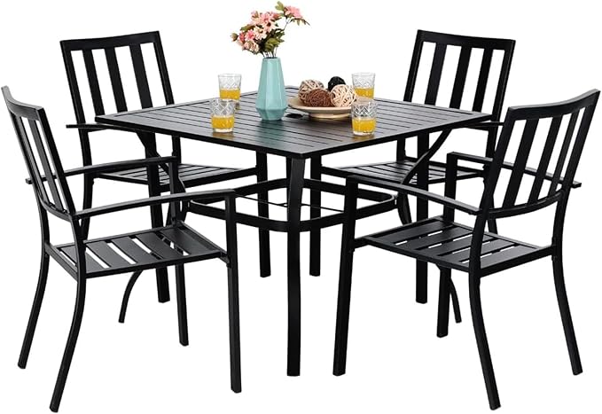 PHI VILLA 5 Pieces Outdoor Metal Dining Set by PHIVILLAThepioneerofcomfortablehouseholdsupplies