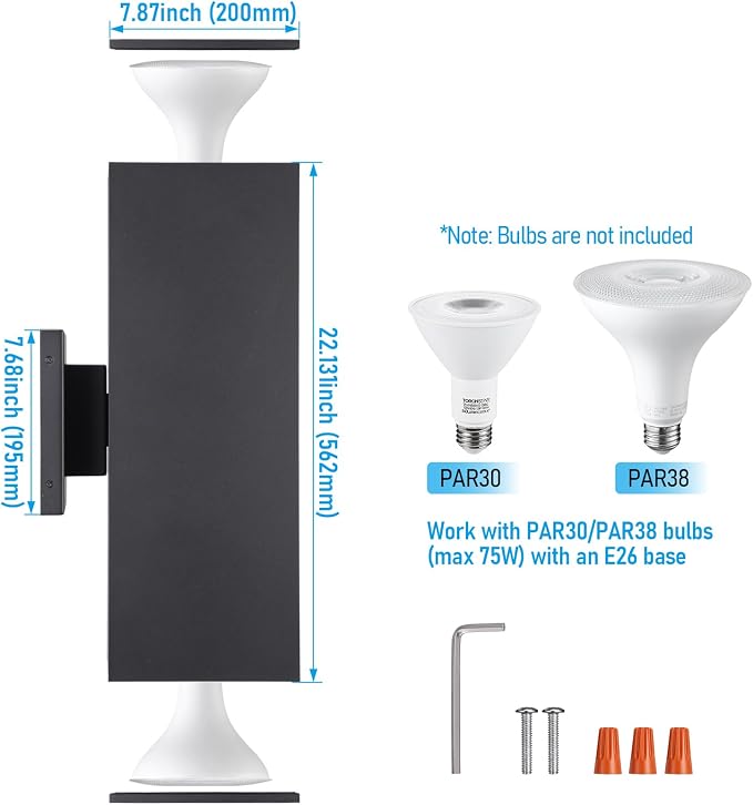 LEONLITE Modern Outdoor Rectangular Wall Lights 22", Porch Light in 2 Lights - Image 6