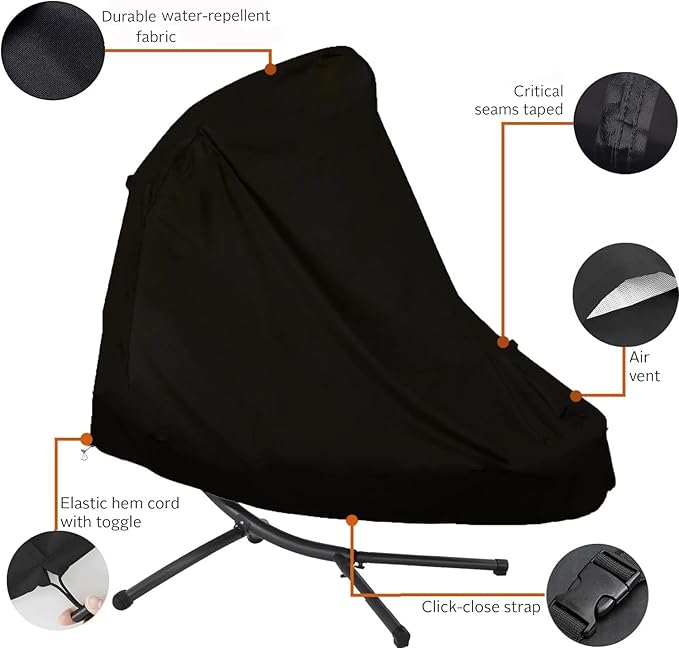 Patio Hanging Chaise Lounge Cover 900D 73 Inch Waterproof Heavy Duty Outdoor - Image 3