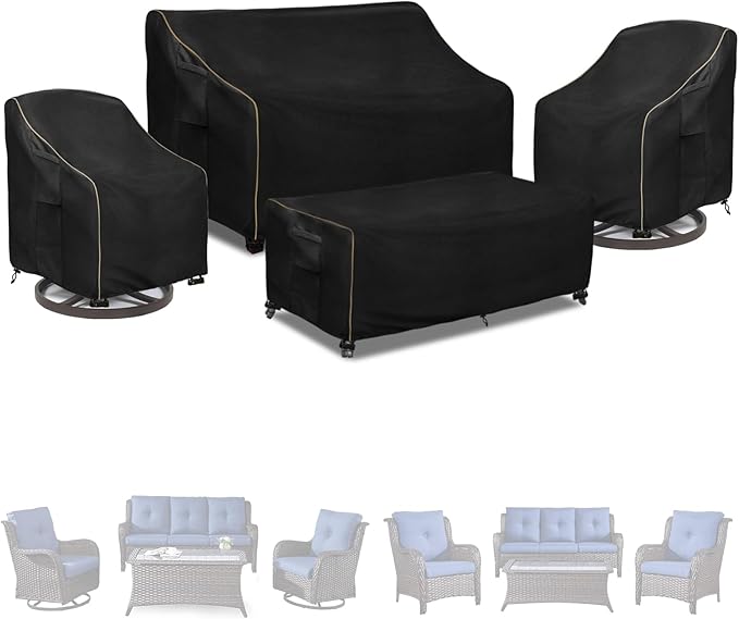 Patio Furniture Covers 4 Piece Set, 600D Heavy Duty Outdoor Furniture Covers by LSongSKY