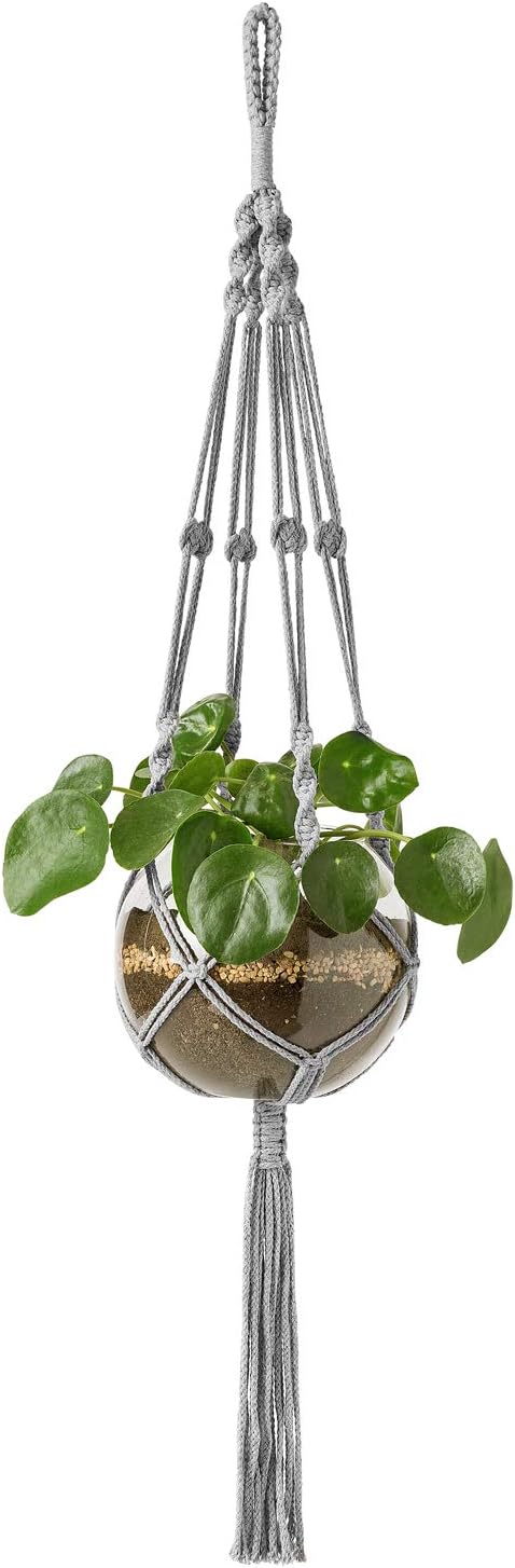 Mkono Macrame Plant Hangers Indoor Outdoor Hanging Planter Basket Cotton Rope 4 by Mkono