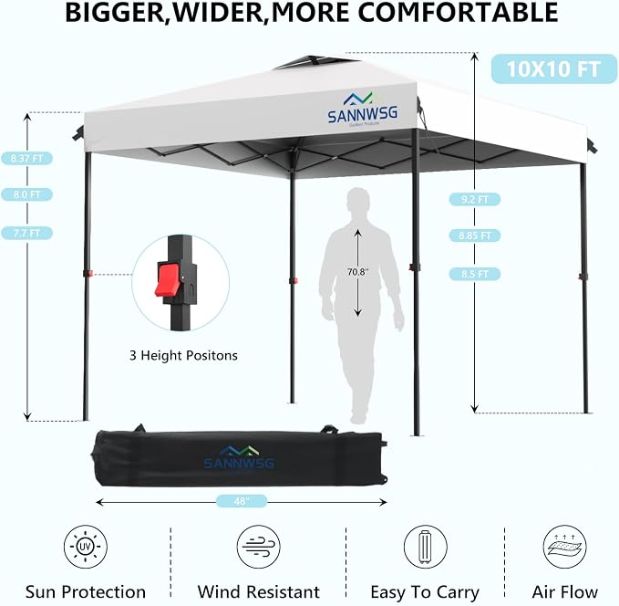 10X10 Pop Up Canopy Tent with 3 Sidewalls, Easy Up Canopy, Commercial Instant - Image 2