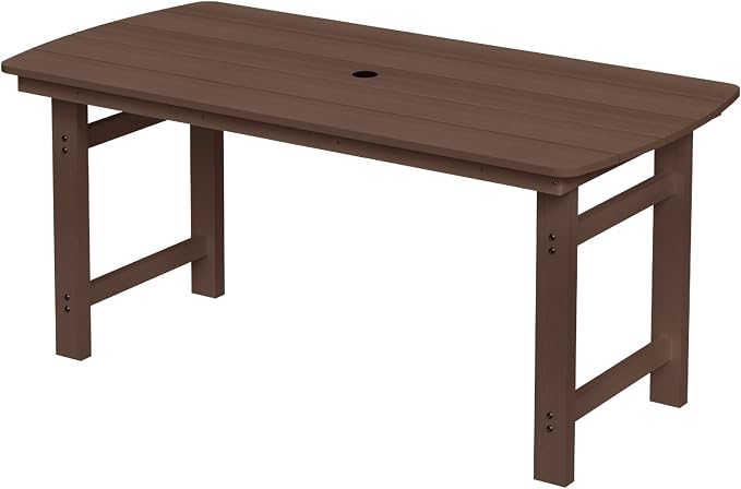 Outdoor Rectangle Dining Table, Heavy-Duty HDPE Table by Suunyn