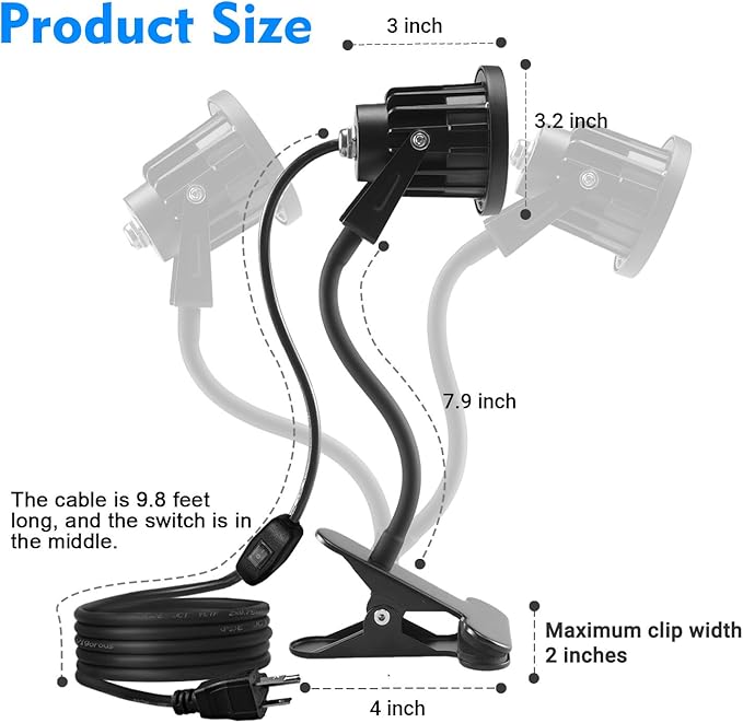 LED Spot Lights Plug in Outdoor Indoor Light 7W 3000K 9.8ft Power Cord - Image 4