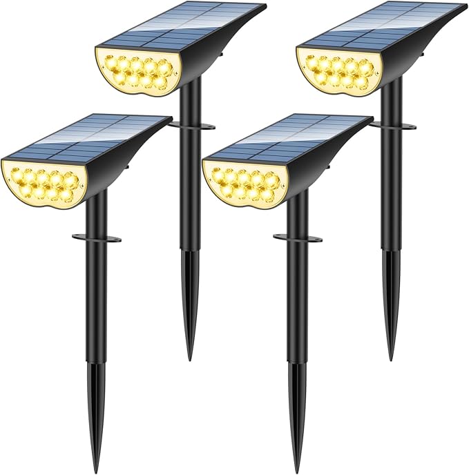 Solar Spot Lights Outdoor, Solar Lights Outdoor Waterproof IP65, 3 Brightness by ZookkiDirect