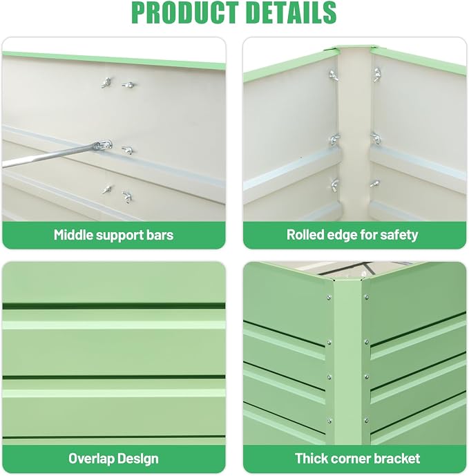 SnugNiture 2 Pcs 4x2x2FT Raised Garden Bed Galvanized Planter Garden Boxes - Image 5