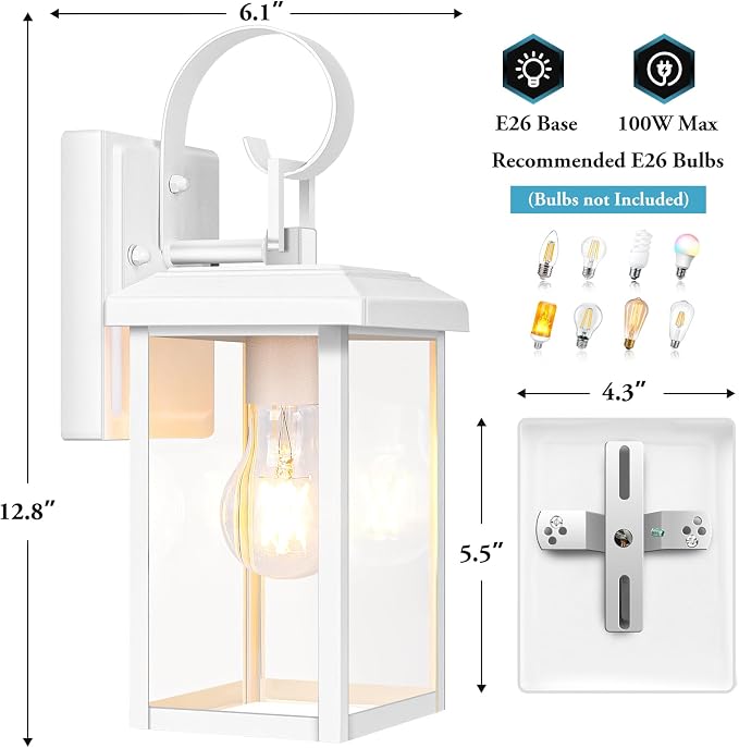 BesLowe 2-Pack Outdoor Wall Light Fixtures, Exterior Lighting Fixtures Wall - Image 5