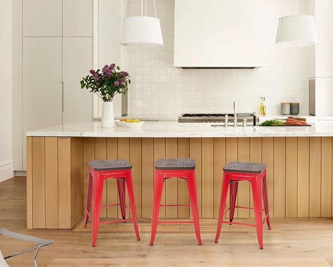 FDW Metal Bar Stools Counter Height Barstool Stackable Barstools Indoor Outdoor - Image 2