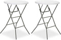 32" Round Folding Table, Portable Bar Height Folding Table by GlowitLian