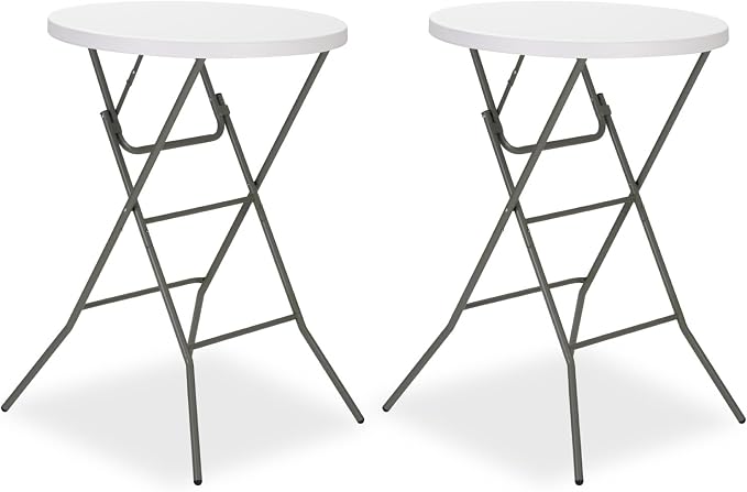 32" Round Folding Table, Portable Bar Height Folding Table by GlowitLian