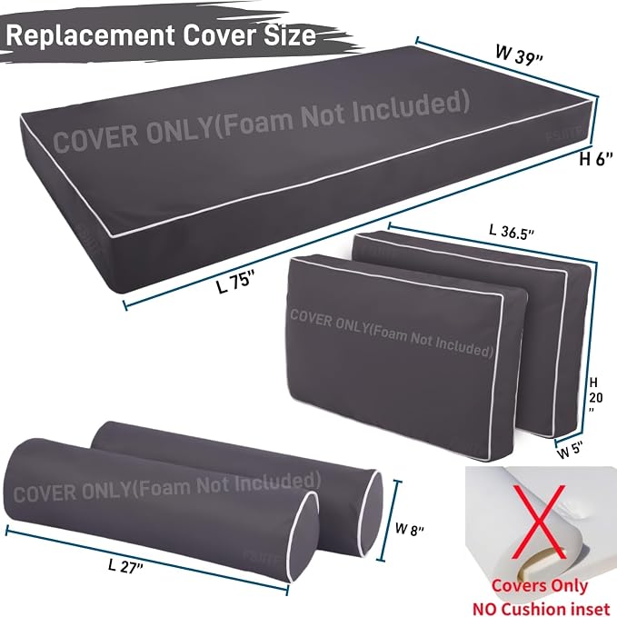 Outdoor Twin daybed Cushion Cover, - Image 3