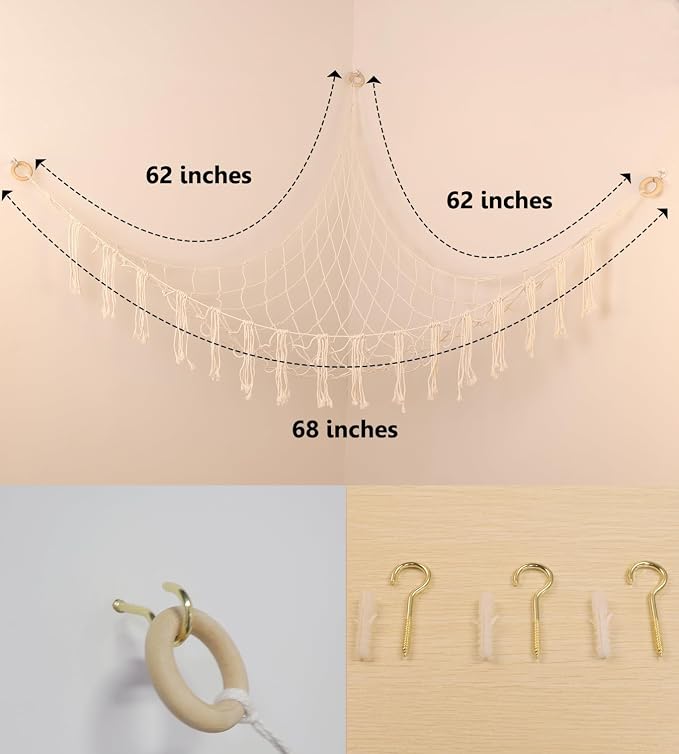 Stuffed Animal Storage Hammock or Net, Large Toy Hammock Net, Macrame Handmade - Image 5