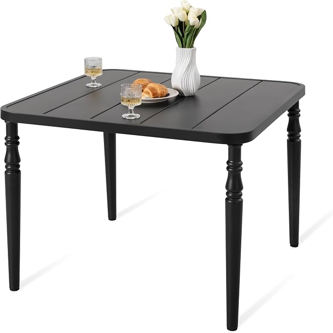 NUU GARDEN Outdoor 37” Dining Table, Square Metal Dining Table by NUUGARDENCORPORATION