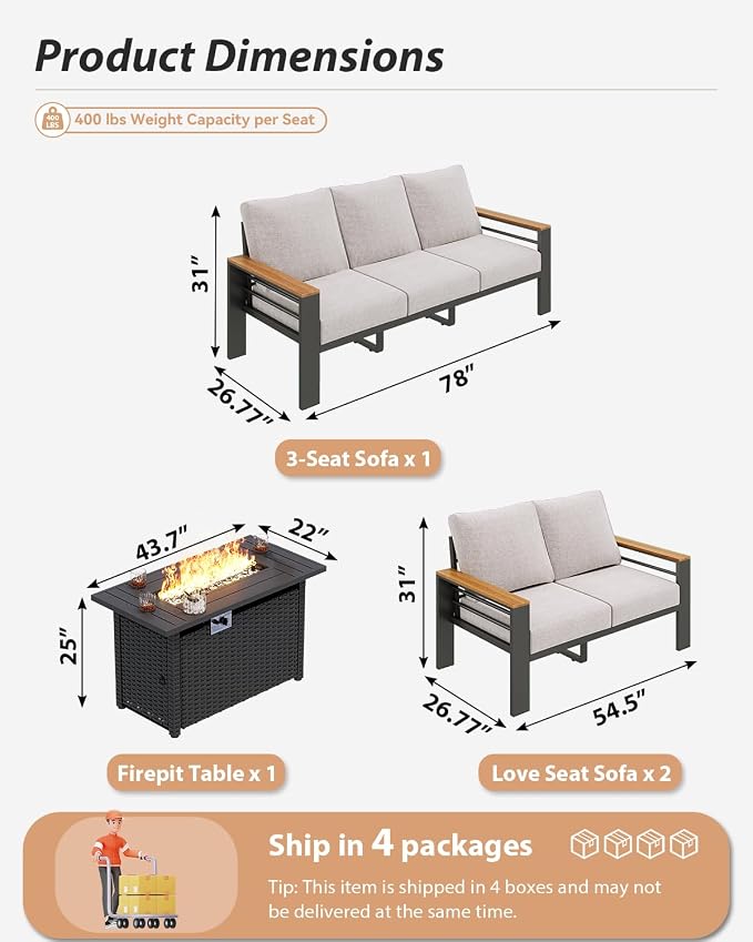 Aoxun Aluminum Outdoor Patio Furniture Set, 7 Seats Outdoor Sectional - Image 8