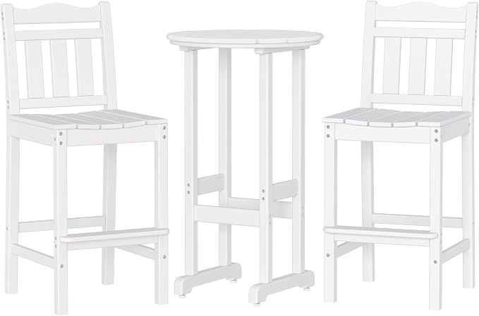 nalone Outdoor Bar Chairs and Table Set, HDPE Balcony Adirondack Chairs and by NALONE