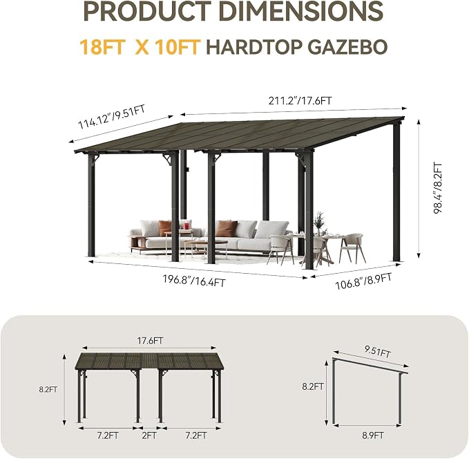 Aoxun 18' x 10' Pergola for Patio, Gazebo - Image 2