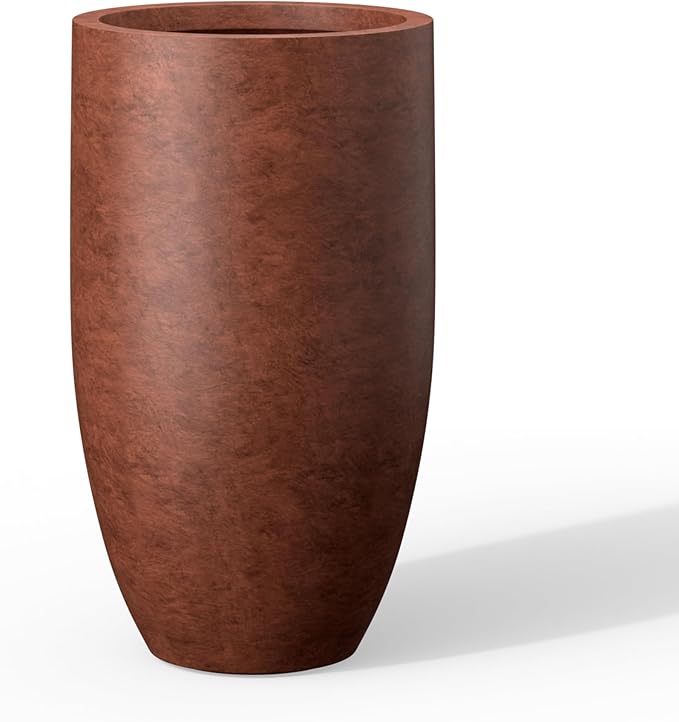 Kante 24 Inch Tall Round Concrete Planter, Large Indoor Outdoor Plant Pots by Kante