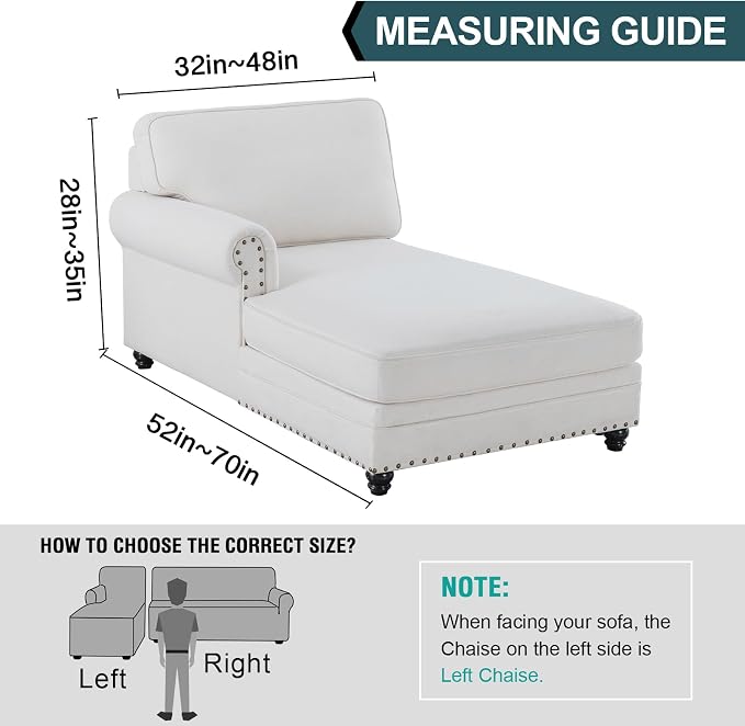 FantasDecor Left Chaise Lounge Cover Stretch Chair Lattice Slipcover - Image 3