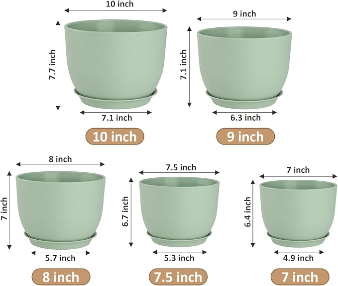 Plant Pots 10/9/8/7.5/7 inch Flower Pots - Image 2