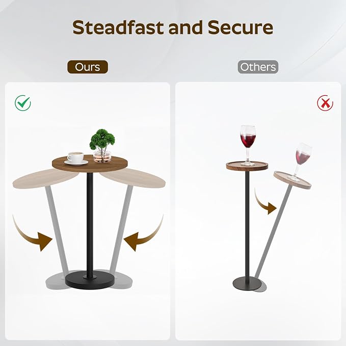 Round Side End Table for Small Spaces, Pedestal Style Martini Drink Side Table - Image 5