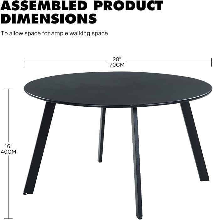 Grand Patio Round Steel Patio Coffee Table, Weather Resistant Outdoor Large - Image 3