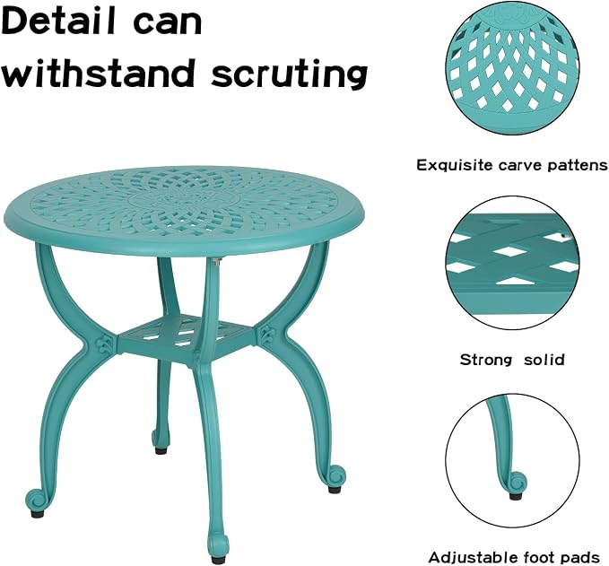 JARDIN DE CENTENNIAL Cast Aluminum Outdoor Side Table, Anti-Rust Outdoor End - Image 5