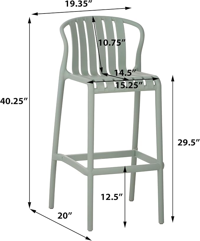Christopher Knight Home Lenno Outdoor Plastic Bar Stools Set of 2, Patio Bar - Image 2
