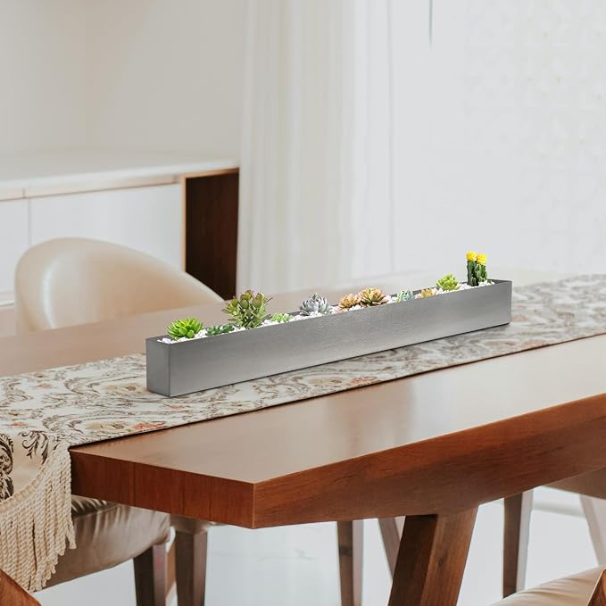 Trough Rectangle Planter Long Window Sill Planter Box Stainless Steel Window - Image 8