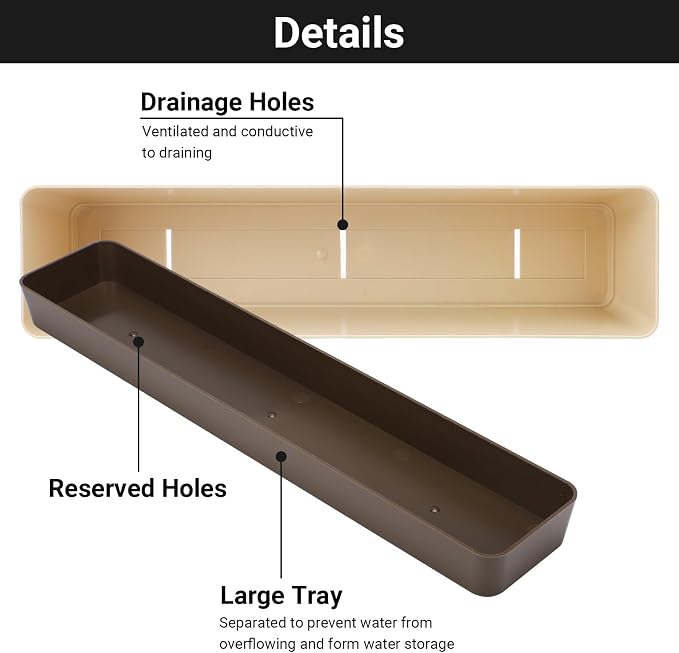GREANER Window Boxes, 1 Pack 16 x3.8 Inch Indoor Rectangle Planter, Herb - Image 3