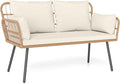Tangkula Patio Wicker Loveseat, Outdoor Rattan 2-Seat Cushioned Sofa by TANGKULA