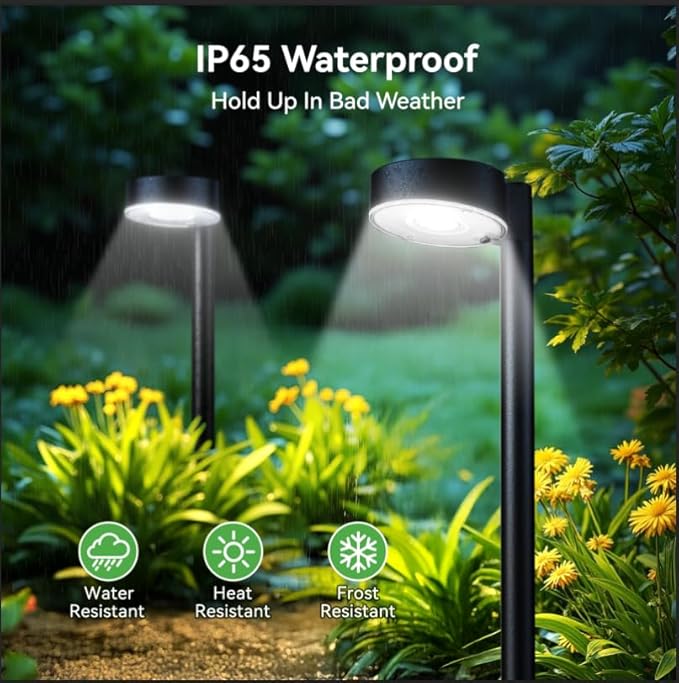 6 Pack Solar Pathway Lights Outdoor, 12 Brighter LED Solar Lights Outdoor - Image 2