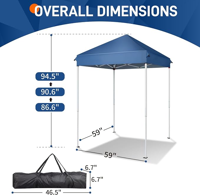 Outvita 5x5 Pop Up Canopy Tent, Ez Up Outdoor Canopy Tent Instant Shelter - Image 5