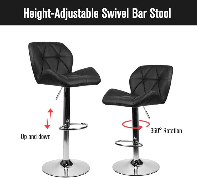 ARTETHYS Bar Chairs Set of 2 PU Leather Barstools Adjustable Height Swivel 360 - Image 4