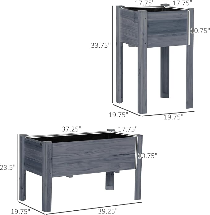 Outsunny Raised Garden Bed Set of 3, Wooden Elevated Planter Box - Image 7