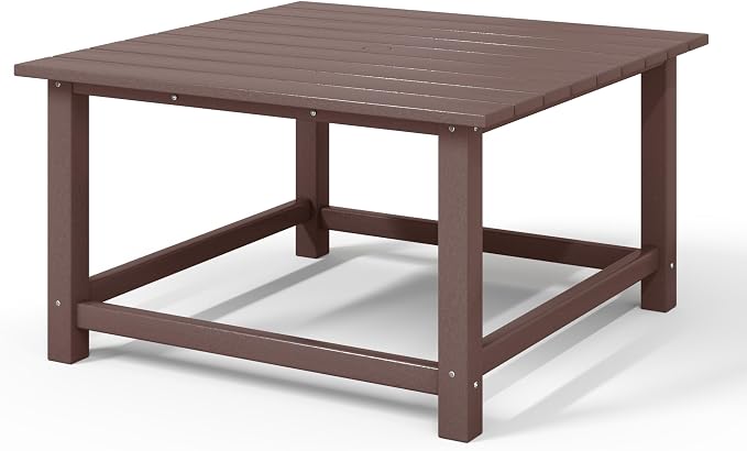 WestinTrends Malibu Low Outdoor HDPE Square Patio Coffee Table, Dark Brown - Image 9