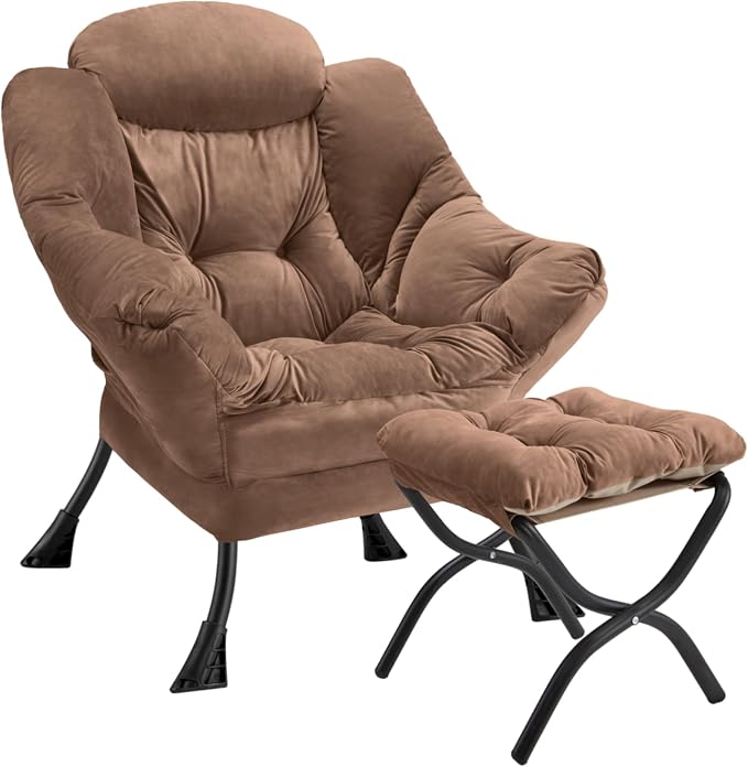 Lazy Chair with Folding Ottoman Modern Large Accent Chair, Contemporary Lounge by Congermom