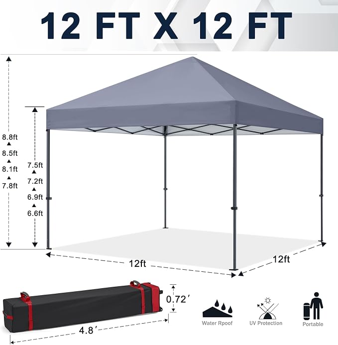 COOSHADE Durable Easy Pop Up Canopy Tent 12x12Ft - Image 5