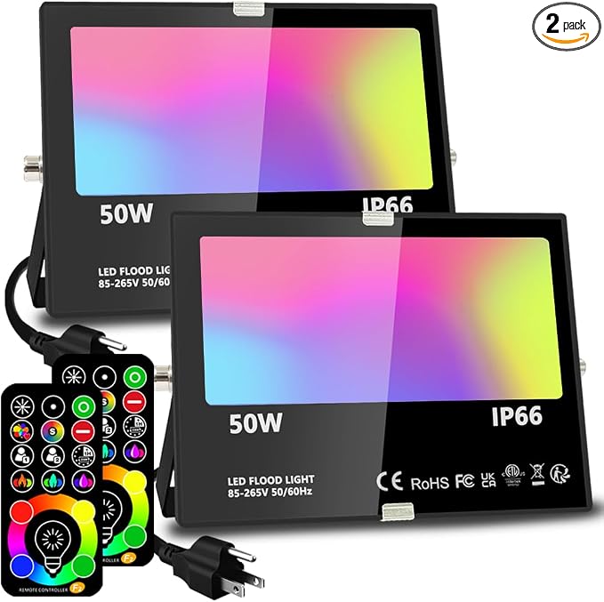 MELPO Led Flood Light 500W Equivalent, RGBW Led Outdoor Lights Colored by MELPO