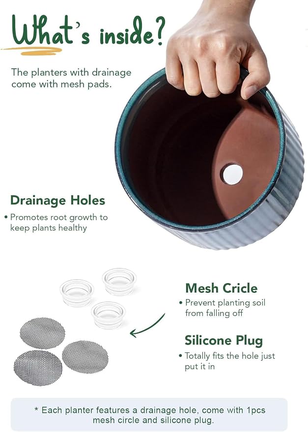 LE TAUCI Ceramic Pots for Plants, 8+6.7+5.5 Inch Plant Pots Indoor, Flower Pot - Image 7