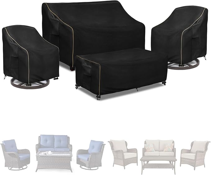 Patio Furniture Covers 4 Piece Set, 600D Heavy Duty Outdoor Furniture Covers by LSongSKY