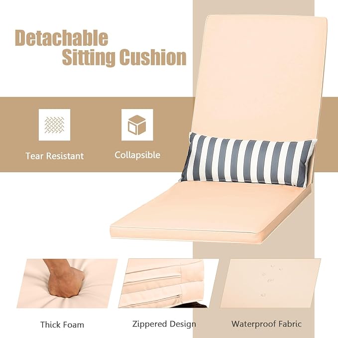 COSTWAY PE Rattan Chaise Lounge Chair, 6 Gear Adjustable Recliner - Image 5