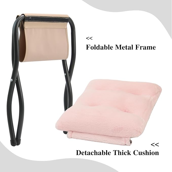 15" Folding Ottoman, Foldable Footrest Stool, Portable Small Foot Stool - Image 5