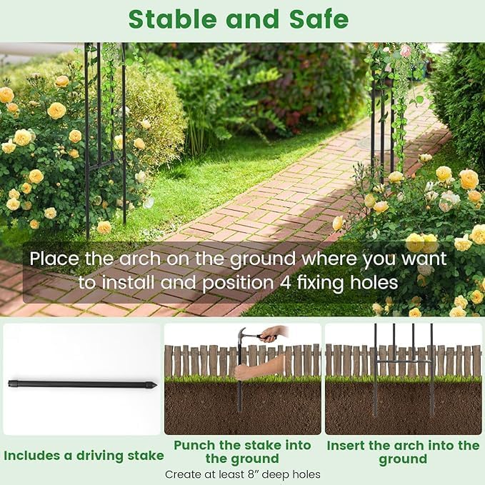 LDAILY Moccha Garden Arch Arbor Trellis, Spiral Rods Design, Outdoor Archway - Image 5